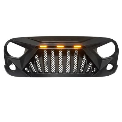 China Plastic Material Matte Black Front Goliath Durable ABS Grille With Amber LED Running Light For 07-18 Jeep Wrangler JK for sale