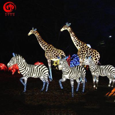 China Steel Fashion Led Lighting Chinese Silk Lantern Painting Animal Zebra for sale