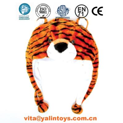 China Custom Unique Design Plush Tiger Animal Hat for sale