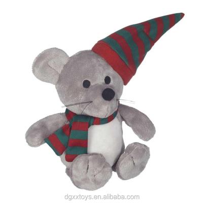 China Custom Cute Plush Factory Plush Christmas Mouse Stuffed Toy With Christmas Hat for sale