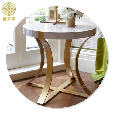 China Morden coffee table Guangdong Xinlifeng factory white round marble top side coffee table for sale