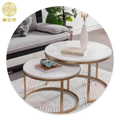 China Customized Guangdong Xinlifeng Factory Round Nesting Modern Metal Coffee Table for sale