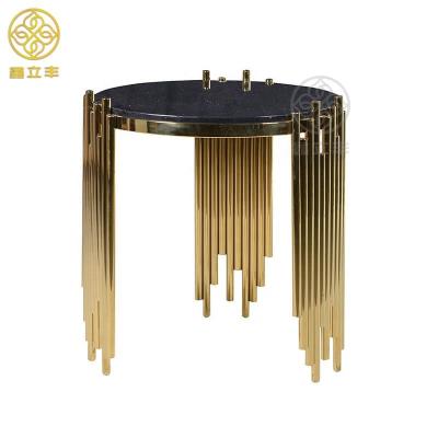 China Morden coffee table Guangdong Xinlifeng factory bronze brass and with glass top coffee table for sale