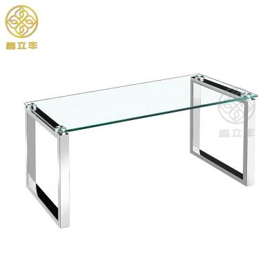 China Morden Coffee Table Guangdong Xinlifeng Factory Gray Silver And Chrome And Glass Coffee Table Sets for sale