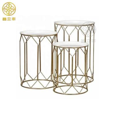 China Morden coffee table Guangdong Xinlifeng factory living room nesting end coffee table glass top set for sale