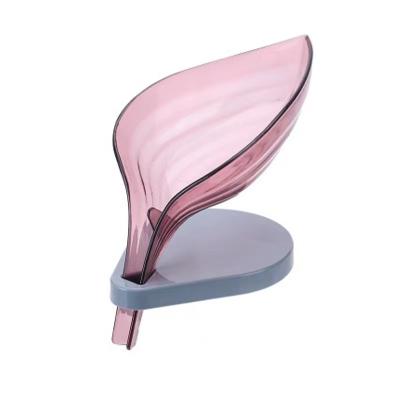 China ABS Leaf Shaped Soap Box Toilet Suction Cup Sustainable Drain Sanitary Ware Rack Dish Laundry Soap Box for sale