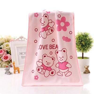 China Viable Wholesale Microfiber Cartoon Bear Printing Face Towel Dry Hair Absorbent Towel for sale