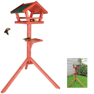 China Sustainable Bird Feeder Wooden Wild Bird Feeders With Ground Stake Forks Tall For Birds Outdoors Backyard Garden for sale