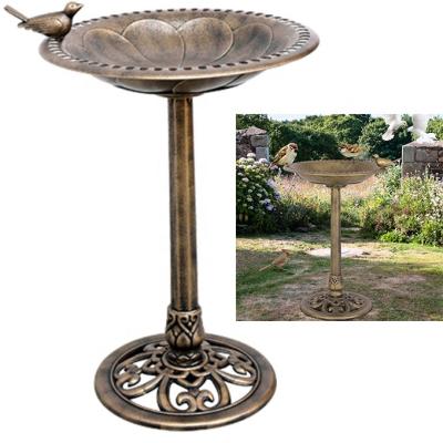 China Freestanding Stability Function Antique Gold Pedestal Bird Water Baths Wheel Driver Garden Yard Outdoor Decor for sale