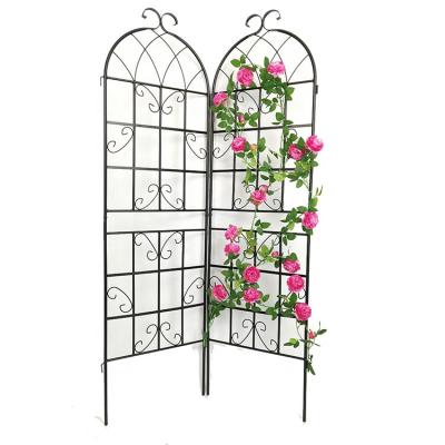 China Easily Assembled Anti-rust Black Metal Trellis Wire Grid Panel Garden Patio Trellis Bracket Garden Fence for Outdoor Vining Climbing Plants for sale