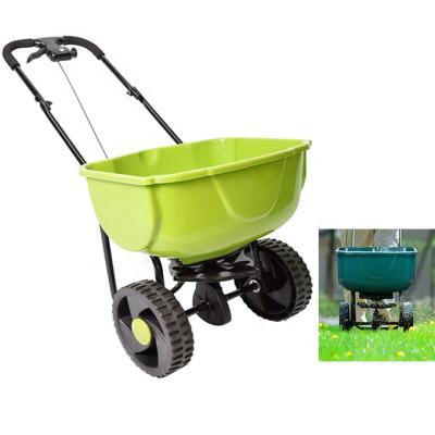 China Sowing and fertilizing garden. 27L All Season Garden Lawn Seeder Professional Hand Push Seed Manual Fertilizer Emission Spreader for sale