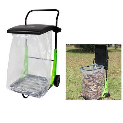 China Multifunctional Mobile Storage 80L Garbage Cart Outdoor Garden Leaf Cart With Plastic Bag Waste Bin Sack Bag Stand Holder for sale