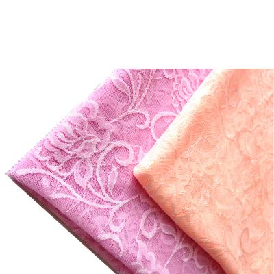 China Flat 140 cm scalloped French floral stretch lingerie lace fabric bridal dress garment for bra hemming lace underwear lingeries for sale