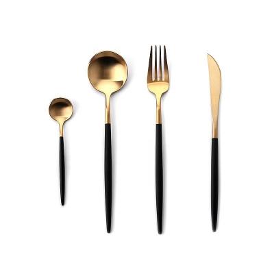 China Sustainable Luxury SS304 Matte Polishing Heavy Gold Cutlery Set Stainless Steel for sale