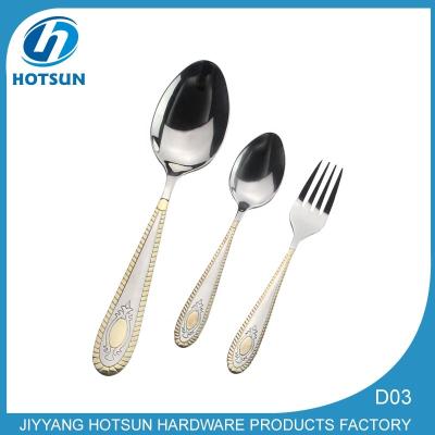 China Sustainable High Quality Stainless Steel Golden Spoon And Fork Set for sale