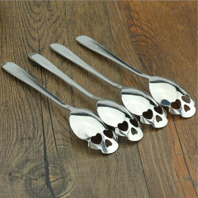 China Sustainable 304 Stainless Steel Skull Coffee Stirring Spoon With Hollow Heart Shape for sale