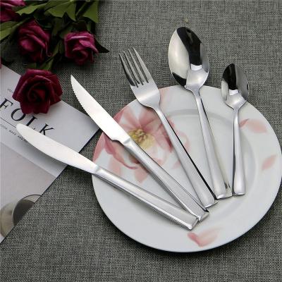 China Cubiertos De Acero Inoxidable Sustainable Stainless Steel Mirror Polished Flatware Set With Steak Knife for sale