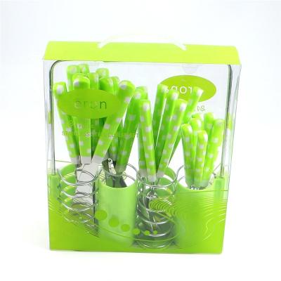 China Sustainable Plastic Basket And PVC Box Pack 24 PCS Sendok Plastic Handle Steel Tableware for sale