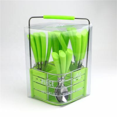 China Viable Global Bestselling Products Plastic Handle Cutlery Set With PVC Box Packing for sale