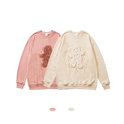 China 3D Patch Embroidery Crewneck Sweatshirt Hot Selling Anti-pilling Hoodie for sale