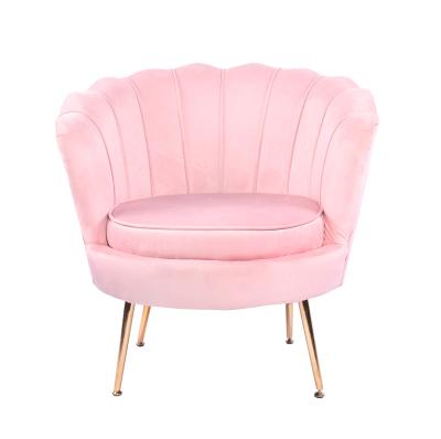 China (Other) Bedroom Furniture Adjustable Velvet Upholstery Shell Sofa Chair With Gold Legs for sale