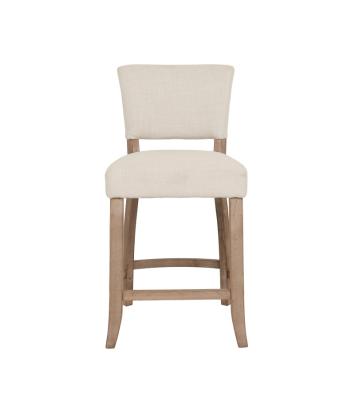 China Retro Vintage Home Bar Chair Modern Wood Canvas Fabric Upholstered Bar Counter Front Wooden Bar Stool for sale