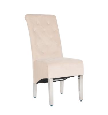 China Modern Hotel Velvet Roll Back Chair Modern Stainless Steel Leg Dining Chair for sale