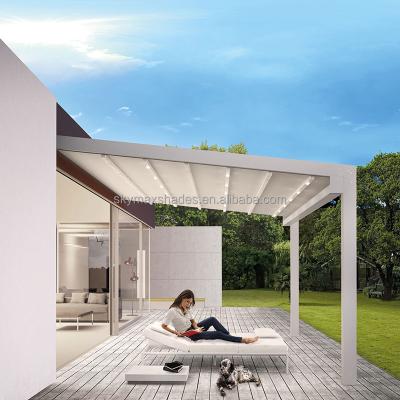 China Easily Assembled PVC Bioclimatic Aluminum Pergola Sliding Retractable Porch Tents Roof Systems for sale