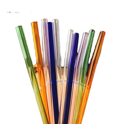 China Stocked Drinking Glass Heat Resistant Straws Bubble Glass Straw for sale