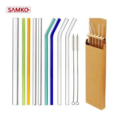 China Custom Stocked Printed Glass Drinking Straws 4pcs/set Glass Straw for sale