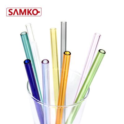 China Viable Color Glass Straw Drinking Straw Bubble Tea Glass Straw for sale