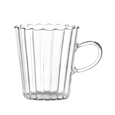 China Double Handle Minimalist Glass Reusable Mug Cup Coffee Wall Mug for sale