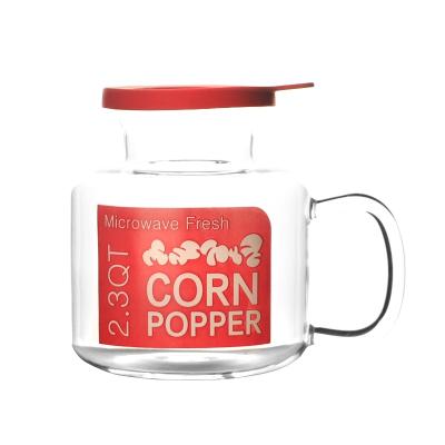 China 2800ml Microwave Popcorn Outdoor Glass Square Popper With Silicone Lid Square Microwave Popcorn Popper Bowl Hot Air Popcorn Popper for sale