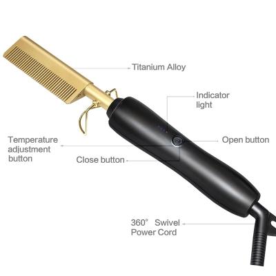 China For Home Use Hair StraightenerHot Heating Comb Flat Irons Straighten Brush Twill Curl Comb Hair Curler Comb for sale