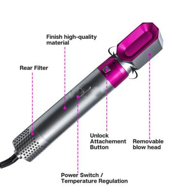 China Around 5 in 1 Detachable Curling Kit Negative Ion Hair Curler Brush Wand Blow Dryer Electric Hair Brush Comb Curling Iron for sale