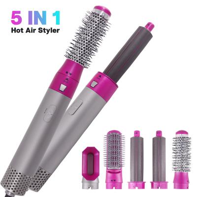 China Around 5 in 1 Electric Hair Brush Dryer Curling Iron One-Step Detachable Curling Kit Negative Ion Hair Dryer Brush Curling Iron for sale