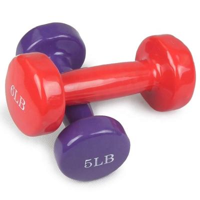 China Plastic Dip In Dumbbell Wholesale Hot Sale Custom Coated Weight Rubber Plastic Dumbbells Neoprene Dip Dumbbell Set Colorful Fitness for sale