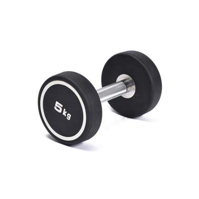 China 2021 Hot Selling Commercial Dumbbell Rubber Covered Dumbbell Weights Set Equipment Fitness Gym PU Round Black Dumbbell for sale