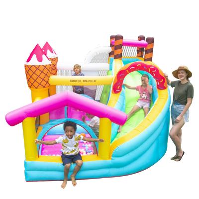 China Family Party Doctor Dolphin Yard Games Kids Inflatable Ice Cream Slide Bouncing Jumping Castle Bounce House for sale