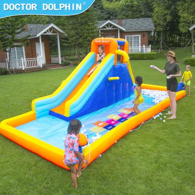 China Hot Sale Fashionable Doctor Dolphin Water Slide Bouncer Castle Bounce House Inflatable Pool With Slide For Kids for sale