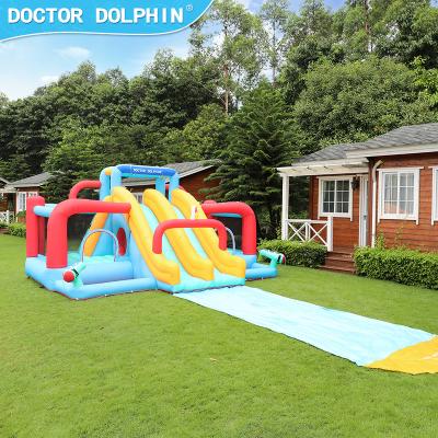 China Fashionable Princess Doctor Dolphin Bouncy Kids Bounce House With Double Water Slide Castle Bouncing Jump for sale