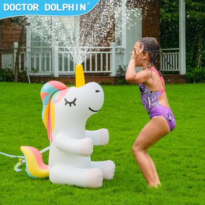 China The Doctor Dolphin Inflatable unicorn water spray Ourdoor backgarden backyard beach party pool summer play kids toys for sale