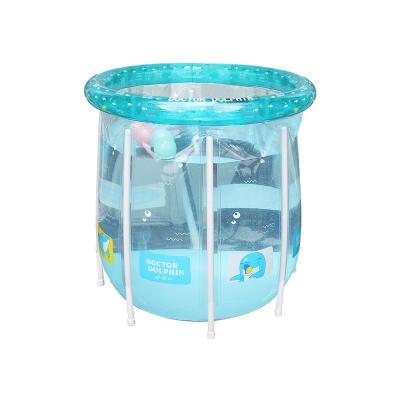 China Swimming Equipment Docotr Dolphin Above Ground Pools Metal Frame Swimming Pool Family Round Plastic Bracket Pool for sale