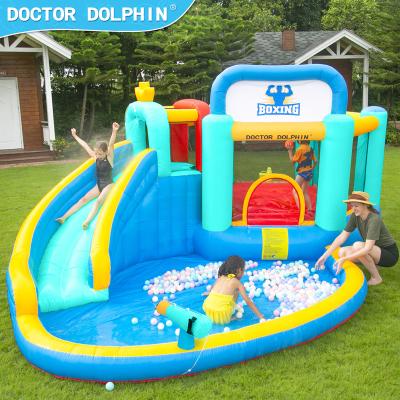 China Multifunctional Air Bouncer Castle Inflatable Castle Doctor Dolphin Inflatable Water Slide Pool Bounce Chamber for sale