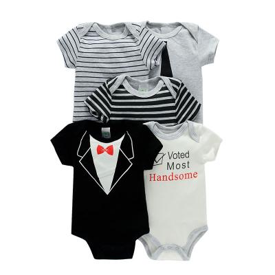 China 5PCS 100% Cotton Set 100% Cotton Baby Bodysuit Hihg Quality Unisex Short Sleeve Baby Rompers for sale