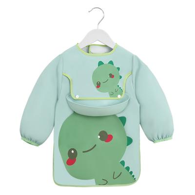 China New Sale Washable Easy To Clean Waterproof Bibs Painting Long Sleeve Baby Bibs Set for sale