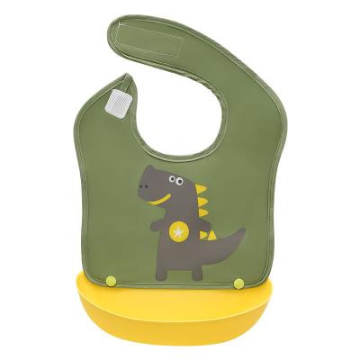 China Wholesale Hot Sale Baby Boy Bibs Washable Waterproof With Removable Food Catcher for sale