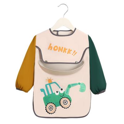 China Washable Boys And Girls Washable Waterproof Long Sleeve Bibs Customized Baby Bibs For Kids Feeding for sale