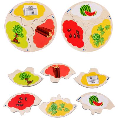 China 12pcs Educational Wooden Children's Evolution Matching Puzzle Toy Biological Cartoon Growth Puzzle Toy For Children for sale