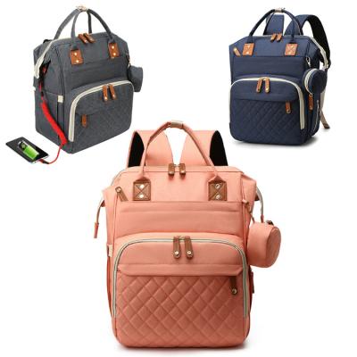 China With USB Diaper Bag Backpack Mommy Travel Backpack Diaper Bags Large Capacity Maternity Bag With USB Charging Port for sale